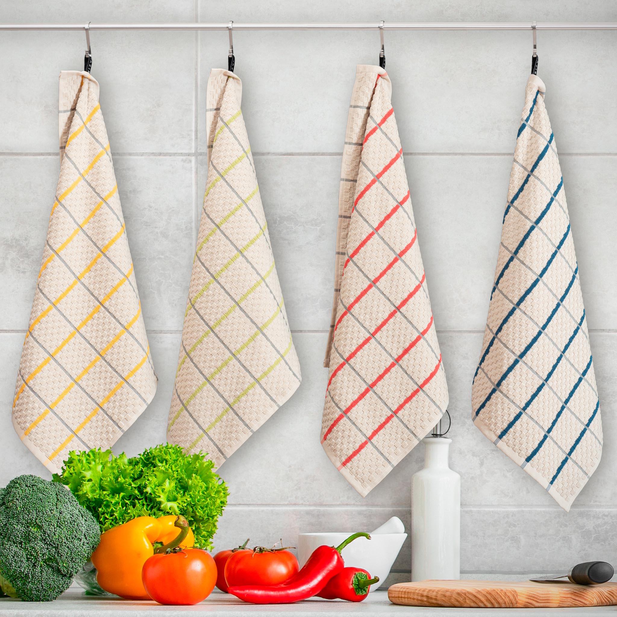 paños de cocina CUADROS ARENA