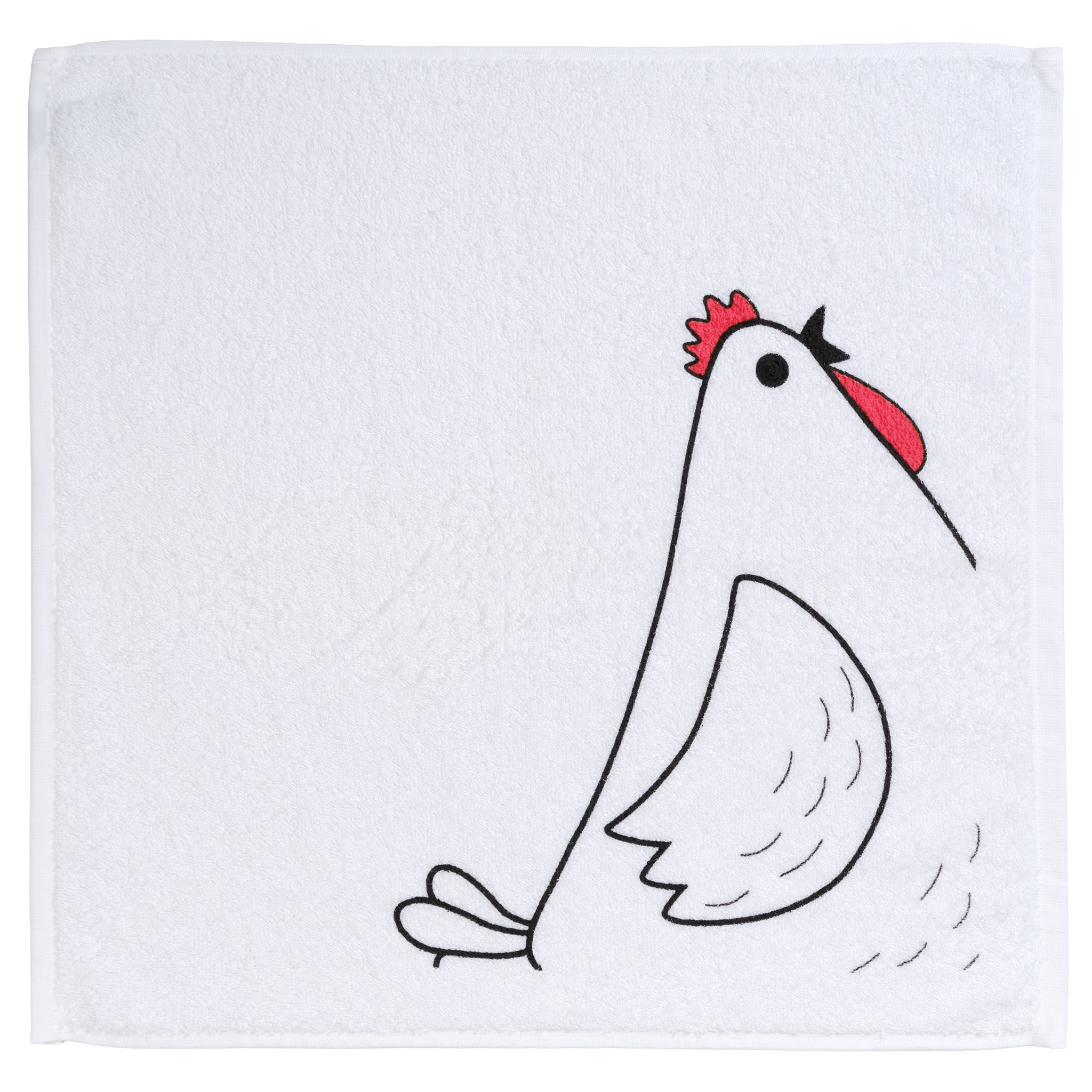 paños de cocina GALLINAS Y GALLOS blanco