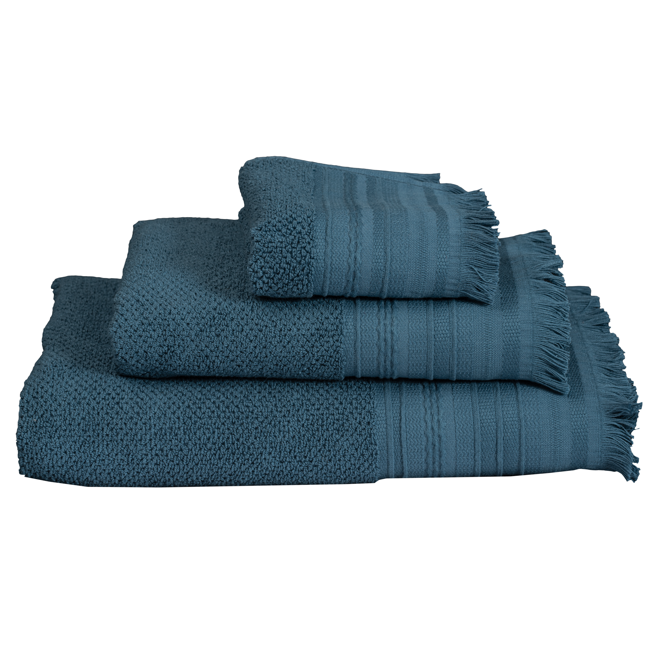 toallas cenefa artesania baño juego azul 